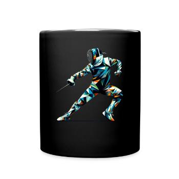 Polygon Art Fechten Sport Schwert Fechter - Tasse einfarbig - Schwarz - Vorne