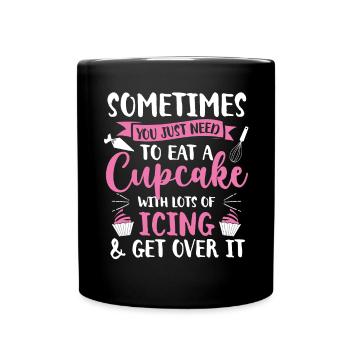 Cupcake Muffin Backen Geschenk - Tasse einfarbig - Schwarz - Vorne