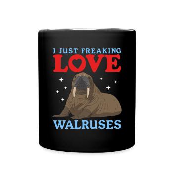 Walross Walrosse Walroß Walrus Geschenk - Tasse einfarbig - Schwarz - Vorne