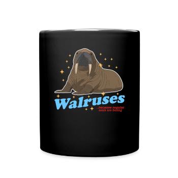 Walross Walroß Walrosse Walrus Robbe Geschenk - Tasse einfarbig - Schwarz - Vorne