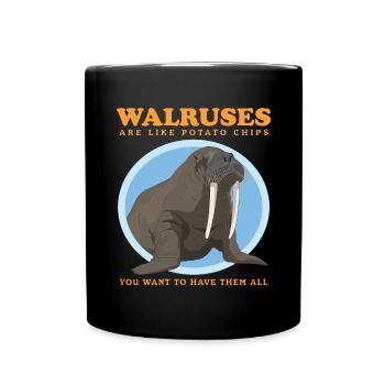 Walross Walroß Walrosse Robbe Walrus Geschenk - Tasse einfarbig - Schwarz - Vorne