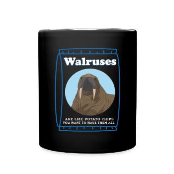 Walross Walroß Robbe Walrosse Walrus Geschenk - Tasse einfarbig - Schwarz - Vorne