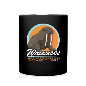 Walross Robbe Walroß Walrosse Walrus Geschenk - Tasse einfarbig - Schwarz - Vorne