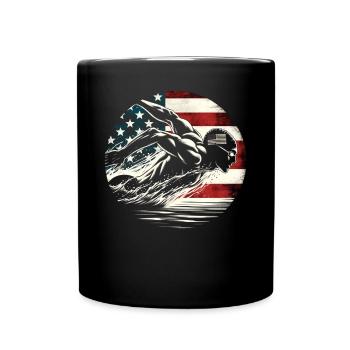 Natation USA Flag Man Swimmer - Natation - Mug uni - noir - Devant