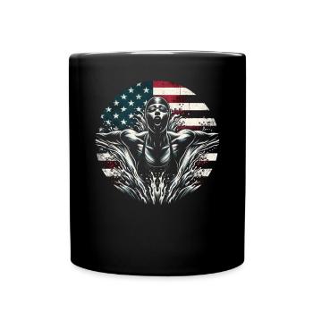 Natation USA Flag Femme Nateuse - Natation - Mug uni - noir - Devant