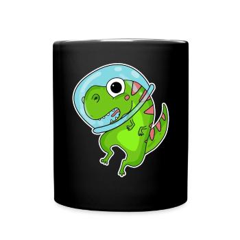 Dino Motiv Dinosaurier Weltall Astronauat - Tasse einfarbig - Schwarz - Vorne