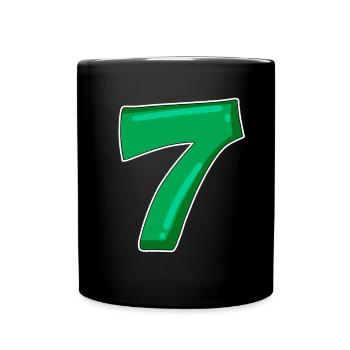 Zahl 7 Nummer - Tasse einfarbig - Schwarz - Vorne