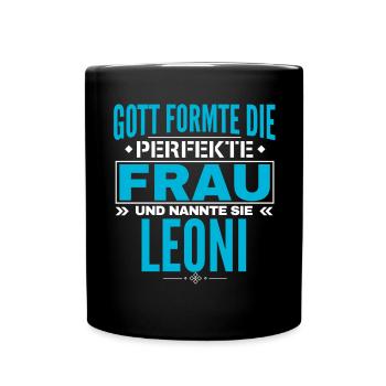 Leoni Name Design - Tasse einfarbig - Schwarz - Vorne