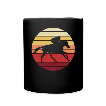 Course au coucher du soleil - Cheval et jockey - Mug uni - noir - Devant