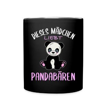 Girl's heart for pandas - Full Colour Mug - black - Front