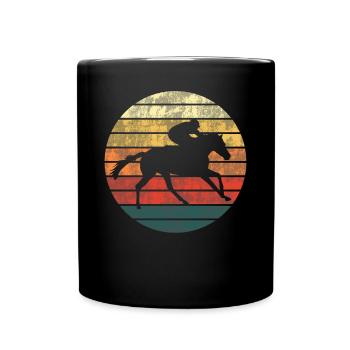 Course au coucher du soleil - Cheval et jockey - Mug uni - noir - Devant