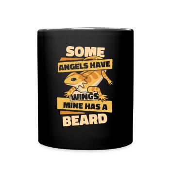 Certains anges ont des ailes Le mien a un animal de compagnie à barbe - Mug uni - noir - Devant