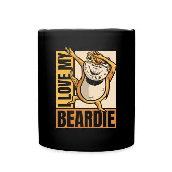 Ich liebe meine Beardie Pogona Eidechse Haustierbesitzer Bärtig - Tasse einfarbig - Schwarz - Vorne