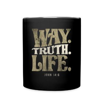 Way Truth Life - John 14:6 Bible Verse Christian - Full Colour Mug - black - Front