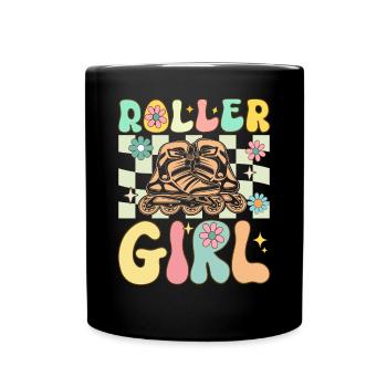 Groovy Roller Skating Girl Female Roller Skating - Full Colour Mug - black - Front