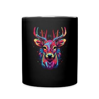 Watercolor Colorful Deer Colorful Animals - Full Colour Mug - black - Front
