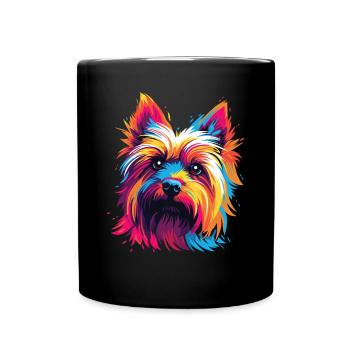 Aquarelle coloré Silky Terrier - Mug uni - noir - Devant