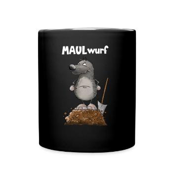 Maulender Nö Maulwurf Wortspiel - Tasse einfarbig - Schwarz - Vorne
