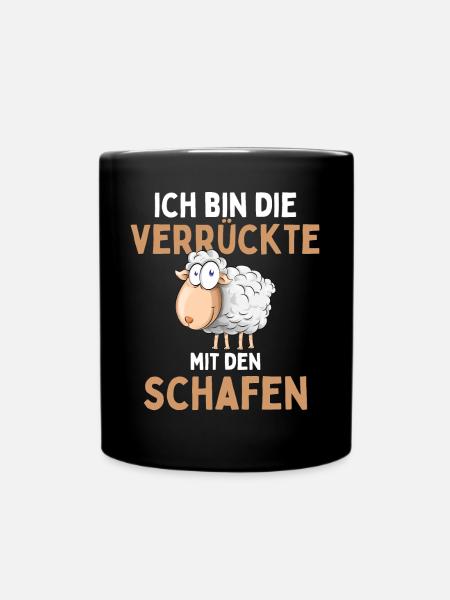 ICH BIN DIE VERRÜCKTE MIT DEN SCHAFEN - Schaf - Tasse einfarbig - Schwarz