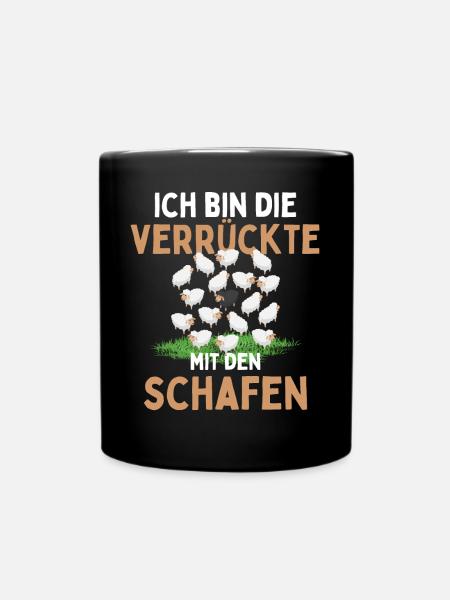 ICH BIN DIE VERRÜCKTE MIT DEN SCHAFEN - Schaf - Tasse einfarbig - Schwarz