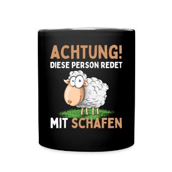 Lustiger Schaf Schafe Schäferei Schafhirte - Tasse einfarbig - Schwarz - Vorne