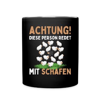 Lustiger Schaf Schafe Schäferei Schafhirte - Tasse einfarbig - Schwarz - Vorne