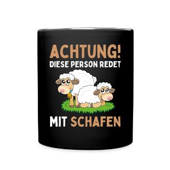 Lustiger Schaf Schafe Schäferei Schafhirte - Tasse einfarbig - Schwarz - Vorne
