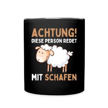 Lustiger Schaf Schafe Schäferei Schafhirte - Tasse einfarbig - Schwarz - Vorne