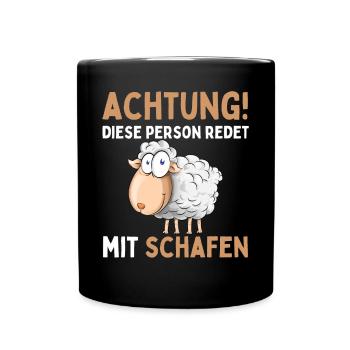 Lustiger Schaf Schafe Schäferei Schafhirte - Tasse einfarbig - Schwarz - Vorne