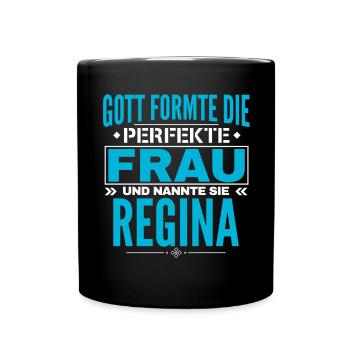 Regina Name Design - Tasse einfarbig - Schwarz - Vorne
