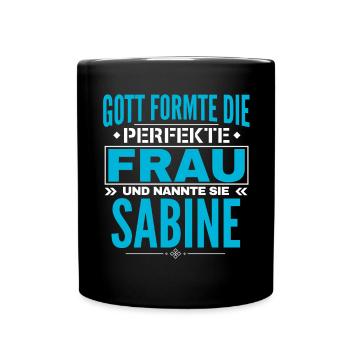 Sabine Name Design - Tasse einfarbig - Schwarz - Vorne