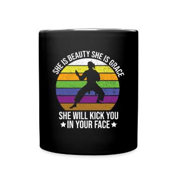 Karate Girl Martial Arts Women Karate Kick - Tasse einfarbig - Schwarz - Vorne
