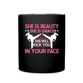 Karaté Fille Arts Martiaux Femmes Karaté Coup De Pied - Mug uni - noir - Devant