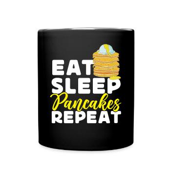 Les enfants amoureux des crêpes mangent le sommeil - Mug uni - noir - Devant