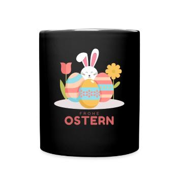 Joyeuses Pâques lapin de Pâques Joyeuses Pâques Motif de Pâques - Mug uni - noir - Devant
