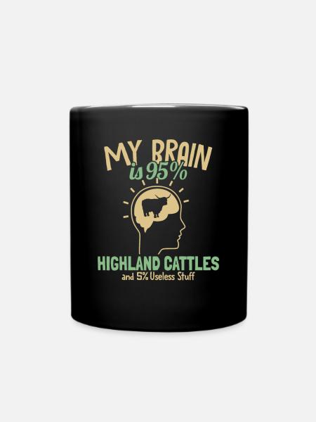 Mein Gehirn besteht zu 95% aus Highland Cattles Breeder Highland - Tasse einfarbig - Schwarz