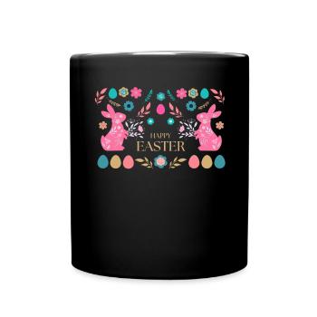 Joyeuses Pâques lapin de Pâques Joyeuses Pâques Motif de Pâques - Mug uni - noir - Devant