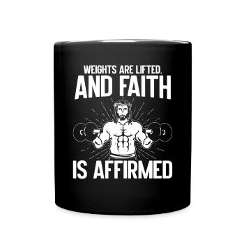 Jesus Christliches Fitnessstudio Workout - Tasse einfarbig - Schwarz - Vorne