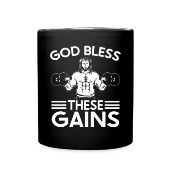 Jesus Christian Gym Workout - Full Colour Mug - black - Front