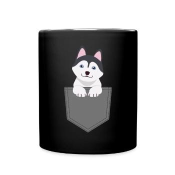 Siberian Husky Dog Lover Puppy Dog Owner - Full Colour Mug - black - Front