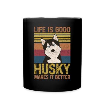 Siberian Husky Dog Lover Puppy Dog Owner - Full Colour Mug - black - Front