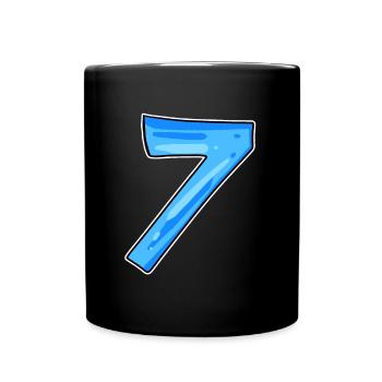7 Zahl - Tasse einfarbig - Schwarz - Vorne