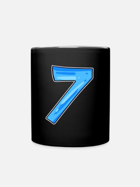 7 Zahl - Tasse einfarbig - Schwarz