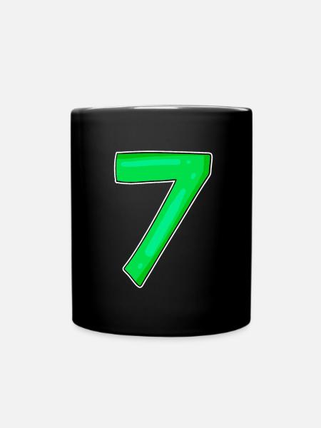 7 Nummer Zahl Grün - Tasse einfarbig - Schwarz