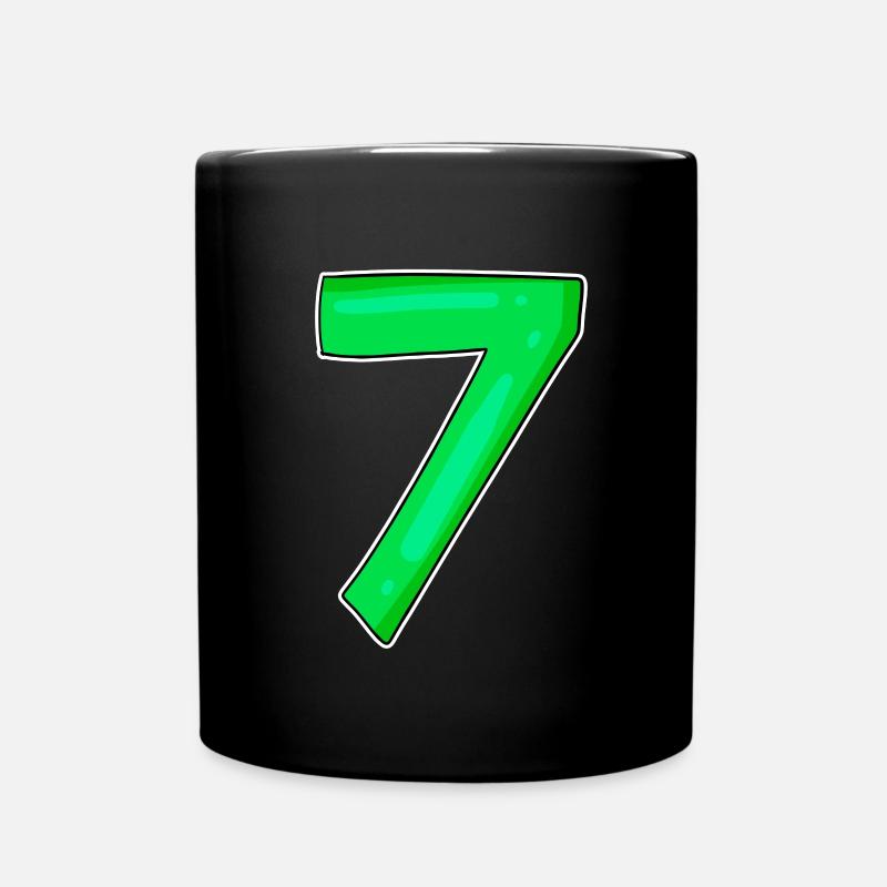 7 Nummer Zahl Grün - Tasse einfarbig - Schwarz