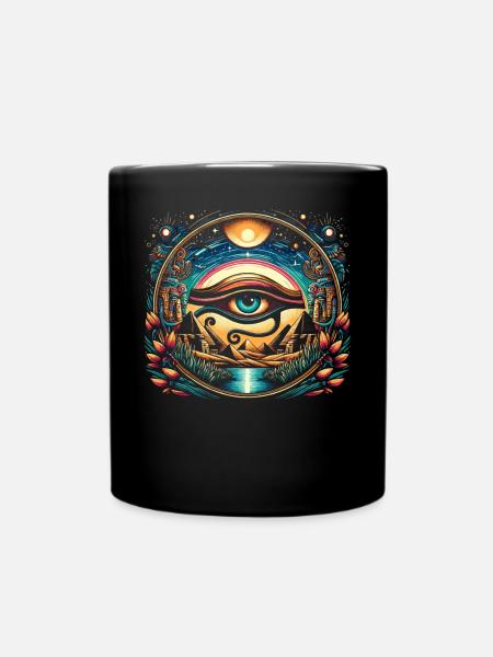 Auge des Horus Ägyptische Mythologie Antikes Symbol - Tasse einfarbig - Schwarz