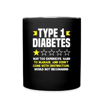 T1D Diabetes Typ 1 Diabetiker Geschenk - Tasse einfarbig - Schwarz - Vorne