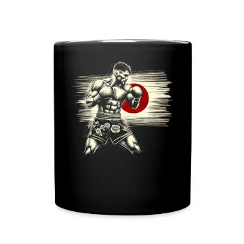 Japanese Boxer - Vintage Flag Japan Fighter - Full Colour Mug - black - Front