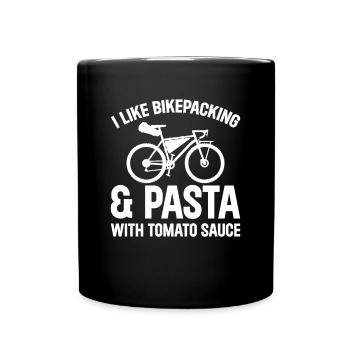 I Like Bikepacking & Pasta With Tomato Sauce - Bik - Full Colour Mug - black - Front