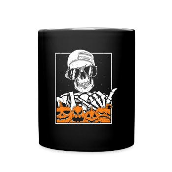 Skeleton Rock Hand Halloween - Full Colour Mug - black - Front